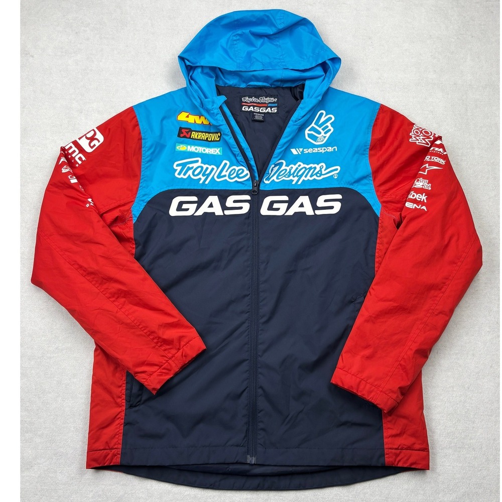 Troy Lee Designs GASGAS Racing Jacket Mens Medium Blue Red Sponsor Windbreaker M